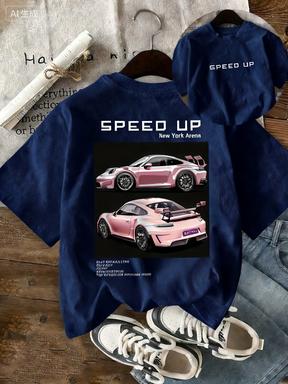 Personalized Racing Print Round Neck Unisexs Short Sleeve Shirtbreathable Lightweight Fashionable Trendy Loose And Comfortabl
