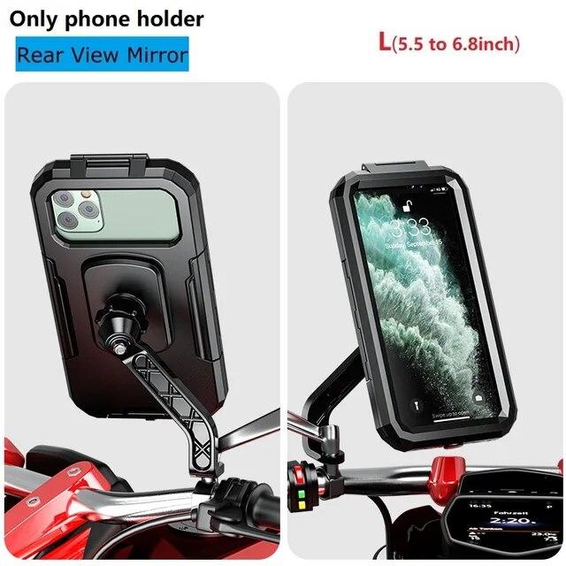 Uchwyt na telefon motocyklowy Wodoodporna obudowa Uchwyt na telefon rowerowy 1-calowy wspornik kulowy na kierownicę Uchwyt na telefon Podwójne ramiona z gniazdem Aluminiowa podstawa
