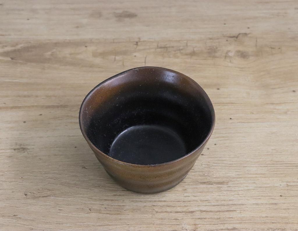 Mino Ware Japanese Cafe Series New Honoka Small Bowls, Large, Black Blown, Set of 6 (Size: H5.3 x W9.3 x D9.3cm)
