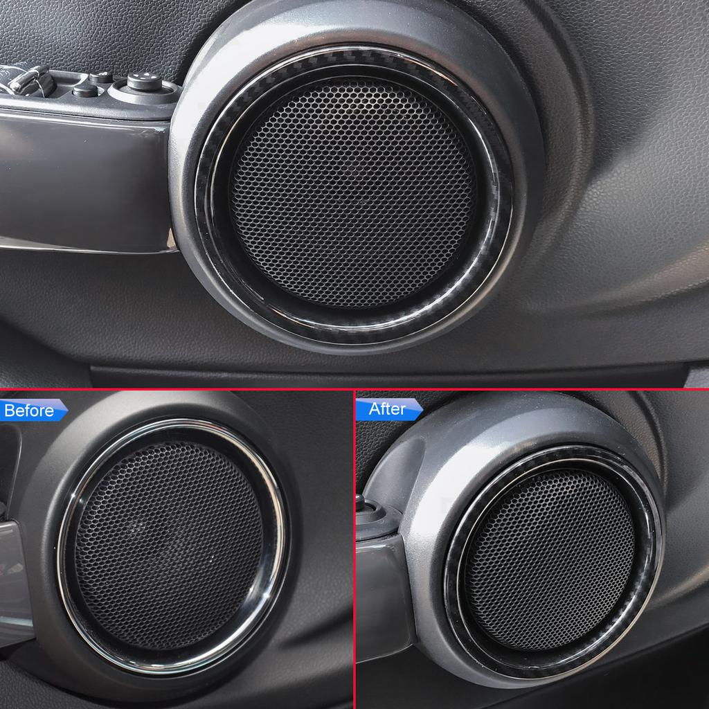 2x Speaker Ring For Mini Cooper F56 F57 Hatch/Cabrio Carbon Fiber Interior Door Loudspeaker Cover Surrounds