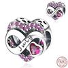 925  Silver January-December Birthday Stone Love Zircon Pendant Bead Fit Charms Necklace Bracelet Women Jewelry DIY Gift