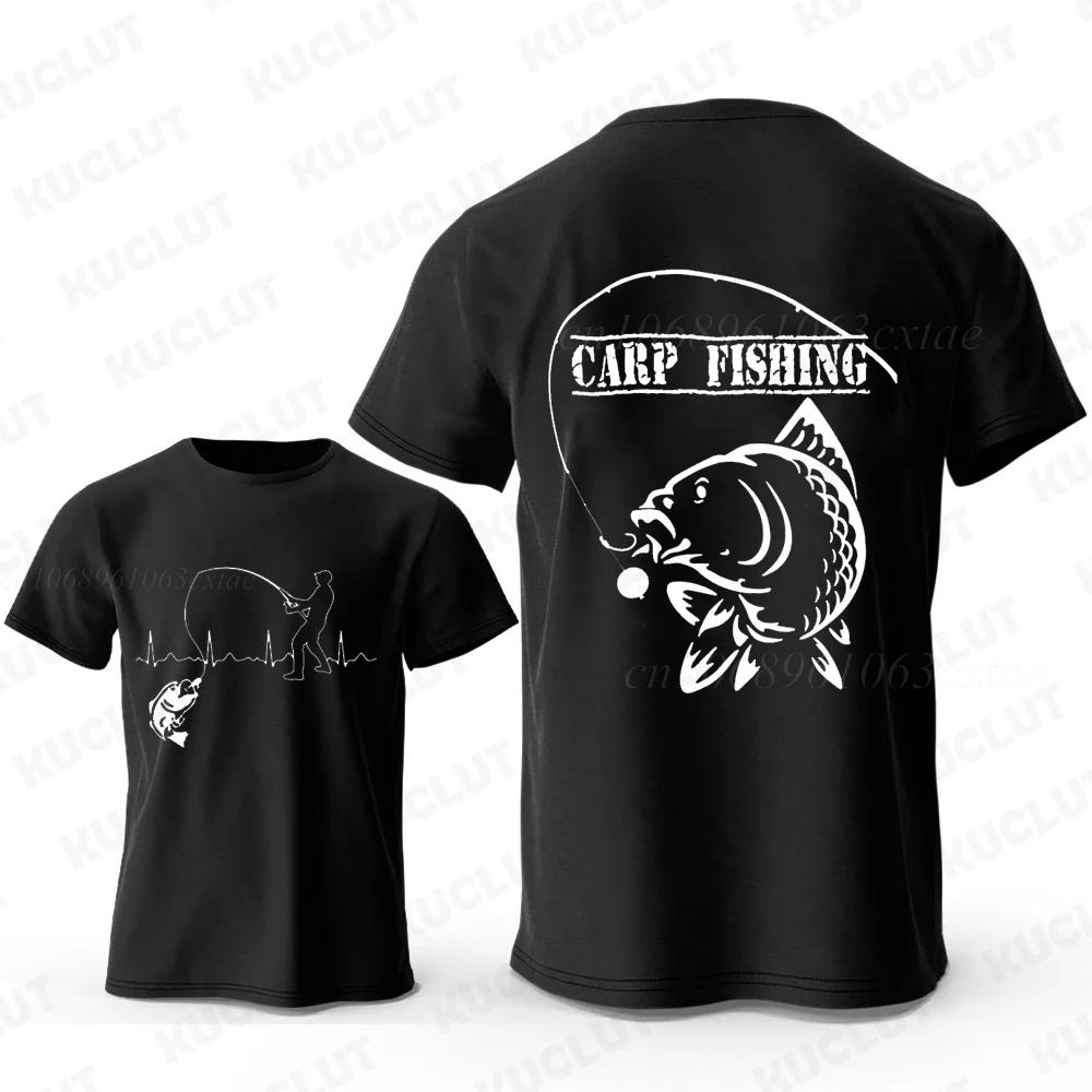Eat Sleep Fishing Heartbeat Unisex T-Shirts Tops Unisex Fisherman Fish T-shirt Short Sleeve Fashion Brand Loose Tee Shirt for Male