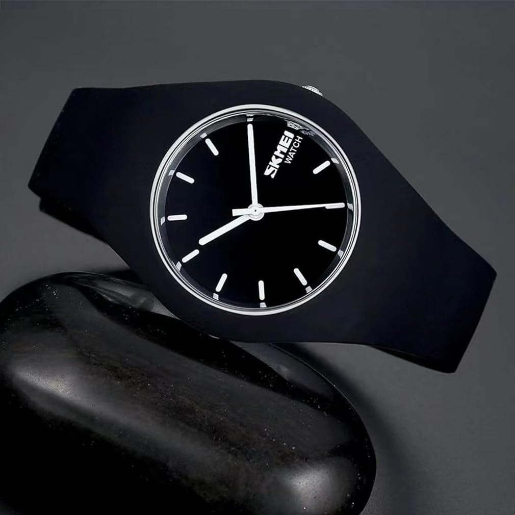SKMEI Watch Brand Gift for High School Black Women's - Stylish, Sporty, Silicone, Cute, Simple, Waterproof, Casual, Analog, Name, Students,