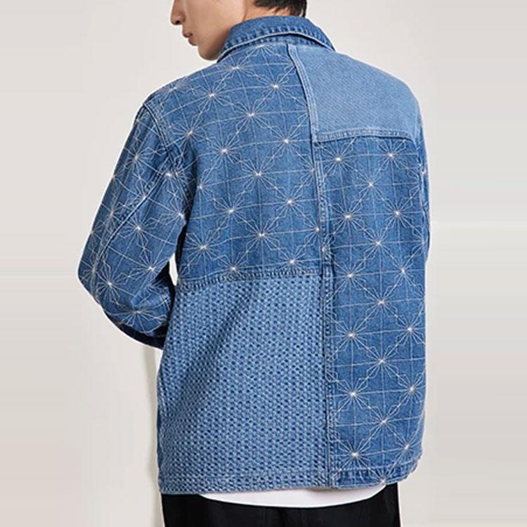 Li Ning Sports Basketball Series Loose Casual Denim Jacket Autumn Men Jacket Denim-Blue AJDR441-1