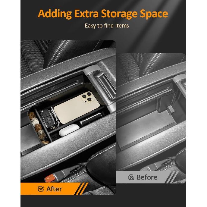 CDEFG for Toyota Highlander 2024 2023 2022 2021 Accessories Center Console Organizer Tray Storage Box Insert Tray Organizer for Highlander (Black)