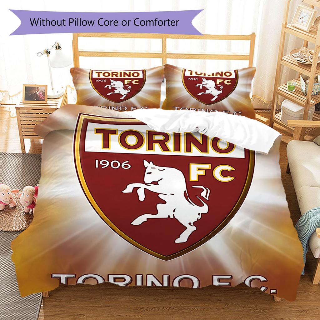 Torino F.C Bedding Quilt Set Quilt Cover Pillowcase Home Decoration Birthday Gift (1 * Duvet Cover + 2 * Pillowcase, Without Core)