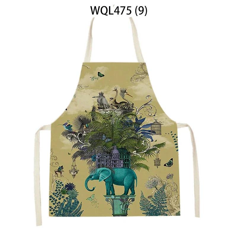 Cartoon Dog Printed Sleeveless Kitchen Aprons Animal Rabbit Fox Pattern Cooking Baking Waist Bib Household Cleaning Pinafore