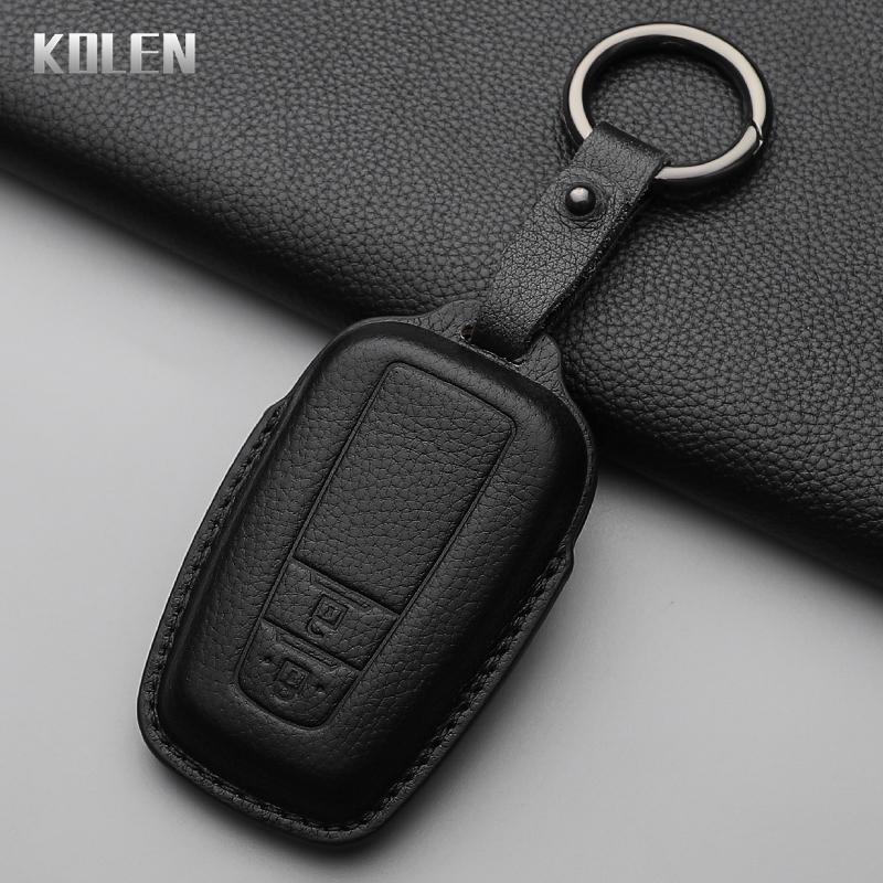 Genuine Leather Auto Smart Key Fob Cover Case Housing Fit For Toyota Prius Camry Corolla Chr C-Hr Rav4 Land Cruiser Prado 2 3 4 Button Auto