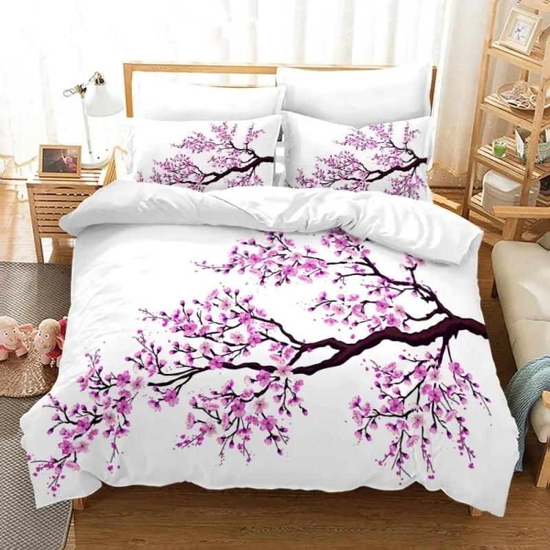 Wash Painting Bedding Set Chinese Style 3D Printed Duvet Cover With Pillowcase Ink And Wash Flower Bamboo Design Comforter Cover