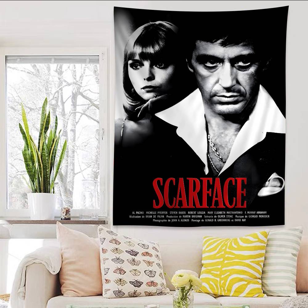 Movie SScarfaceS Cartoon Tapestry Art Science Fiction Room Home Decor Wall Hanging Sheets