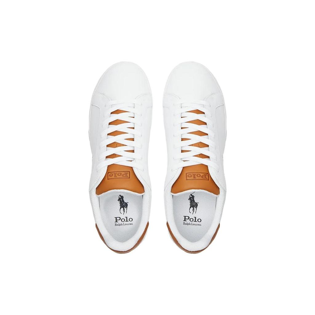 Polo Ralph Lauren Leather Lace-Up Round Toe Low-Top Fashion Sneakers Men Sneakers White 809877598001