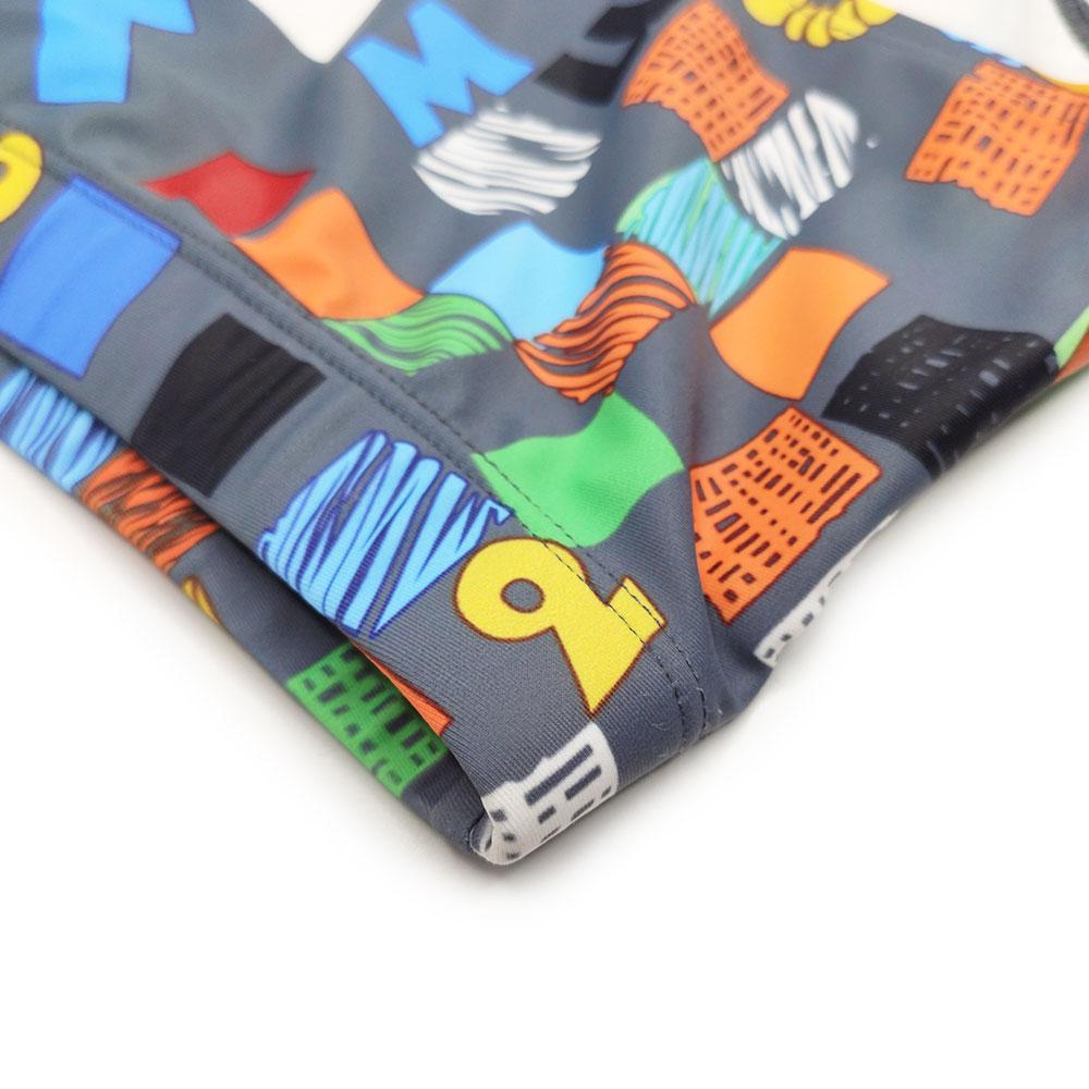 El traje de baño acolchado de los hombres calzoncillos traje de baño sexy traje de baño sólido con bolsa gris rejilla impresa