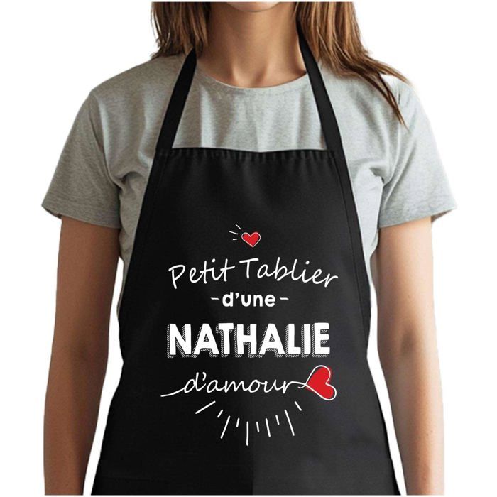 Tablier de cuisine - Nelly d'amour - Noir - Impression bretonne - Coton résistant
