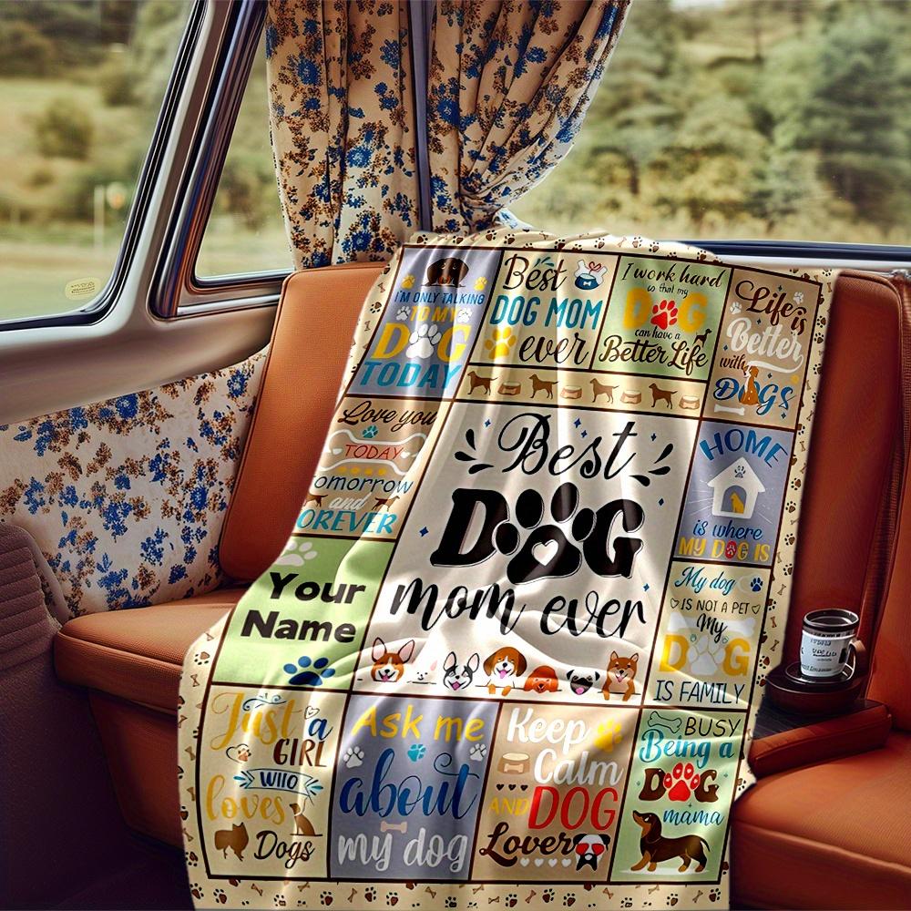 Dog Mom Blanket Personalized Name Soft Comfortable Stylish Blanket Car Blanket Perfect For Travel Camping Outdoor Home Suitable For All Seasons