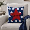 Linen Pillowcase 4th of July Pillow Cover, Independence Day with Red Blue Stripes Hearts Fourth Of Cover Stars Print, Sofa Cushion for Bed Couch