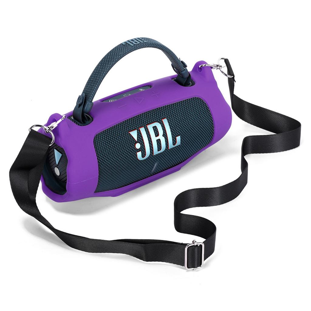 For JBL Charge 6 Soft Silicone Case Wireless Speaker Protective Cover with Shoulder Strap/Carabiner