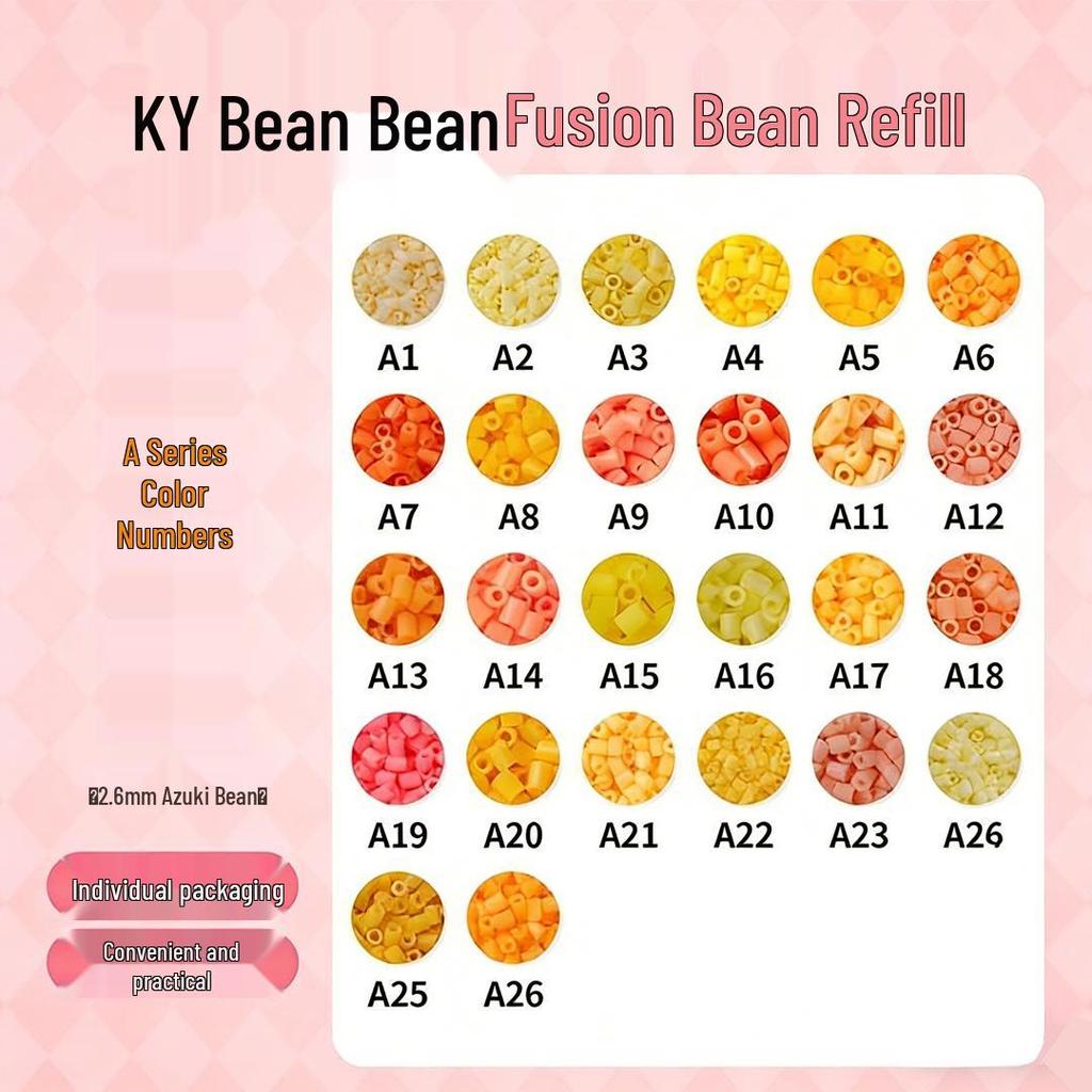 KYDD Fuse Beads Refill Pack - 250g, 2.6mm Beads, 221 Mixed Colors, MARD Color System, Sand Yellow Included