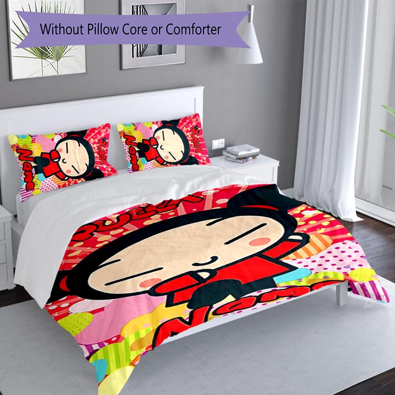 3pcs Custom Name Pucca Bedding Set,Includes 1 Duvet Cover and 2 Pillowcases,All-season Bedroom Decor
