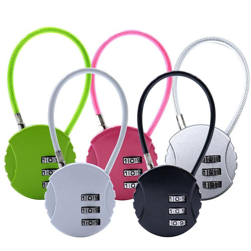 3-Digit Cable Luggage Locks Multifunctional Re-Settable Combination Padlocks Backpack Suitcase Code Locks for School Office