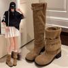 New summer breathable boots women's platform high boots medium tube brown pile boots Maillard boots
