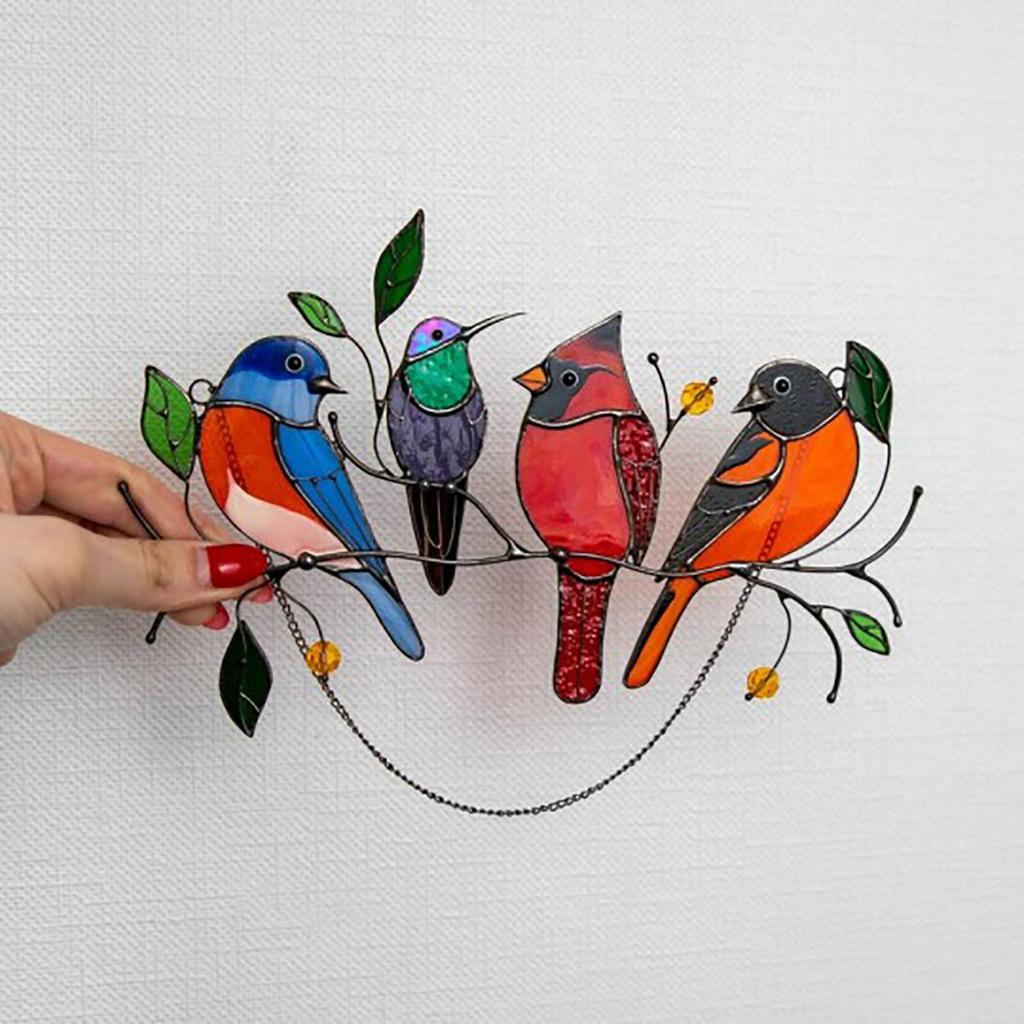Multicolor Birds A Wire High Stained Suncatcher Window Panel Bird Series