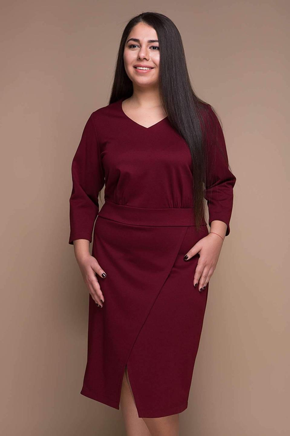 

Сукня з імітацією запаху Tatiana Келлі 5XL яскраві maroon кольоровий