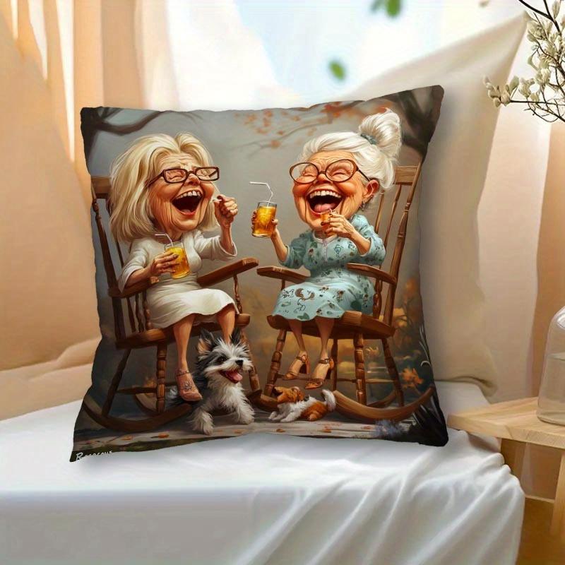 Short Plush Material pillowcaseWhimsical CharacterPrinted Pillowcases for Cozy Decor Sofa Seat Mattress Coverhome Decoration