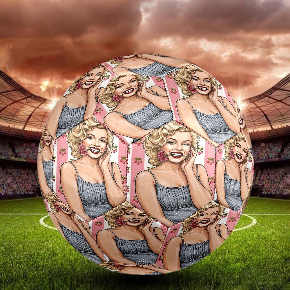 Marilyn Monroe Print Size 5 Soccer Ball, Standard Match Football for Sports Game and Team Practice, Ideal Gift for Soccer Fans