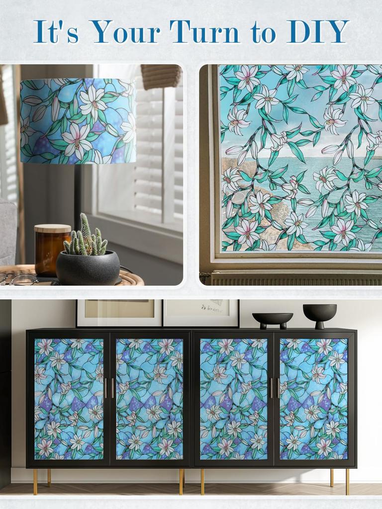 3D Buntglas PVC Fensterfolie - Statisch haftend Wärmedämmung UV-Schutz Sichtschutz für Zuhause Büro Glastüren