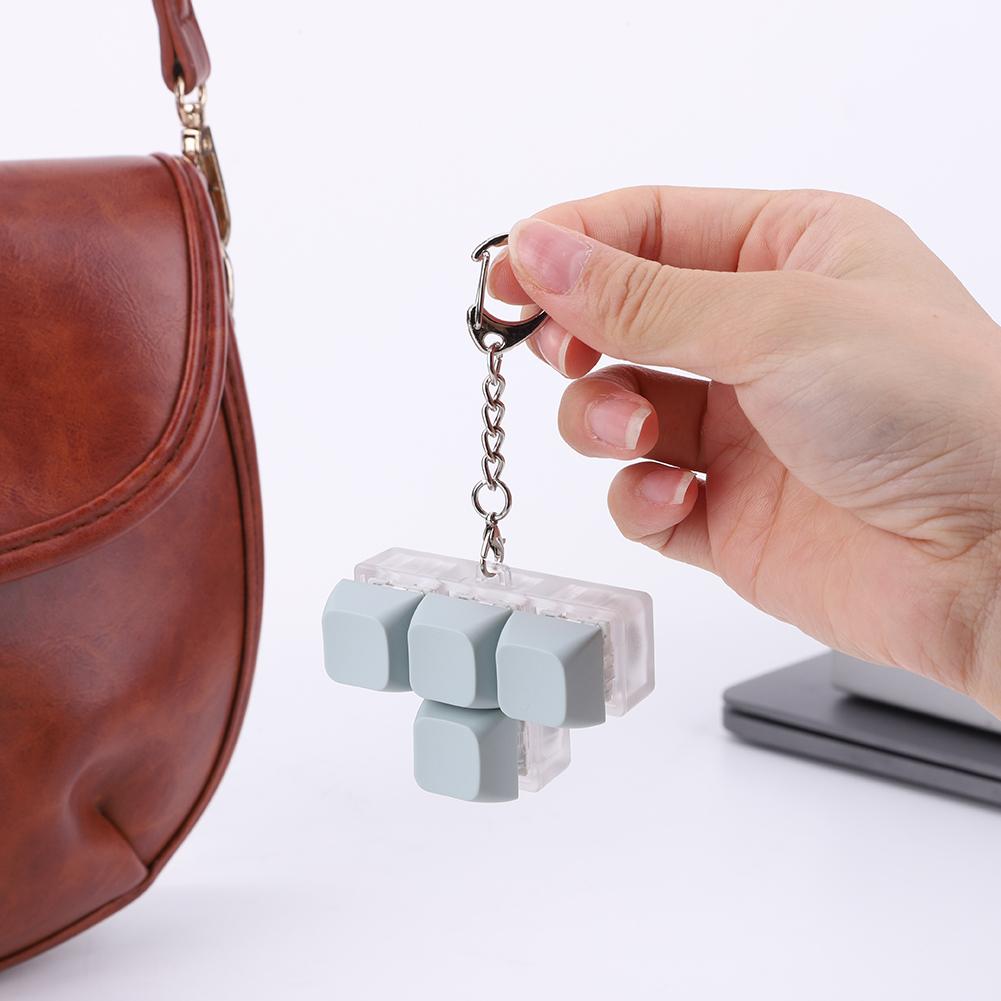 4 Keys Keycaps Keychain Toys with LED Light DIY Keycaps Fidget Keyborad Button Stress Relief Toy Mechanical Keyboard