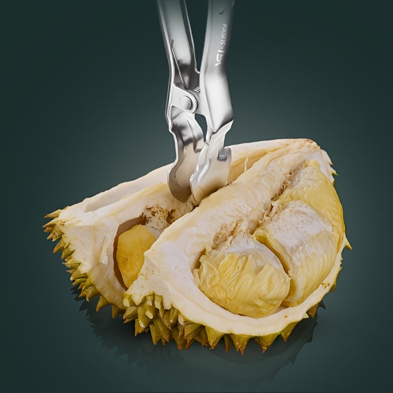 1pc Heavy Duty 304 Stainless Steel Durian Shell Opener Clamp with Ergonomic Handle , Sharp Edges , Quick Opening Tool for Home, Restaurants
