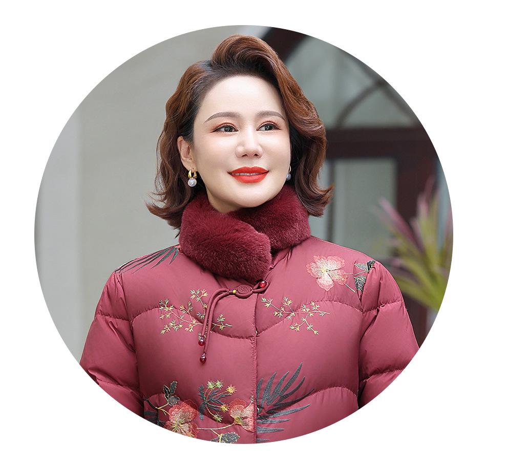 Mom's 2025 Winter White Duck Down Jacket - Grandma's Thickened Style for Middle-aged & Elderly