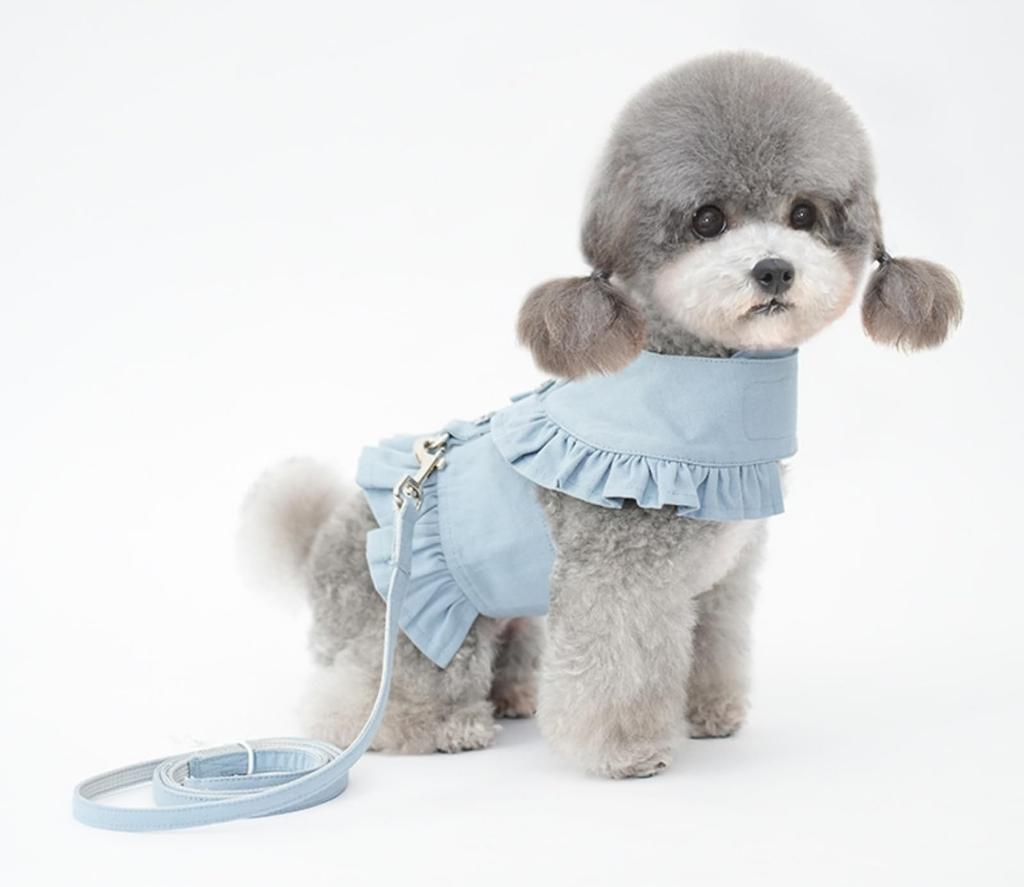 Frilled Clothing Harness with Glitter Decorations and Easy to Put On and Take Includes Matching Fabric Dog Walking for Dogs and Pet Use [Lady glamour]