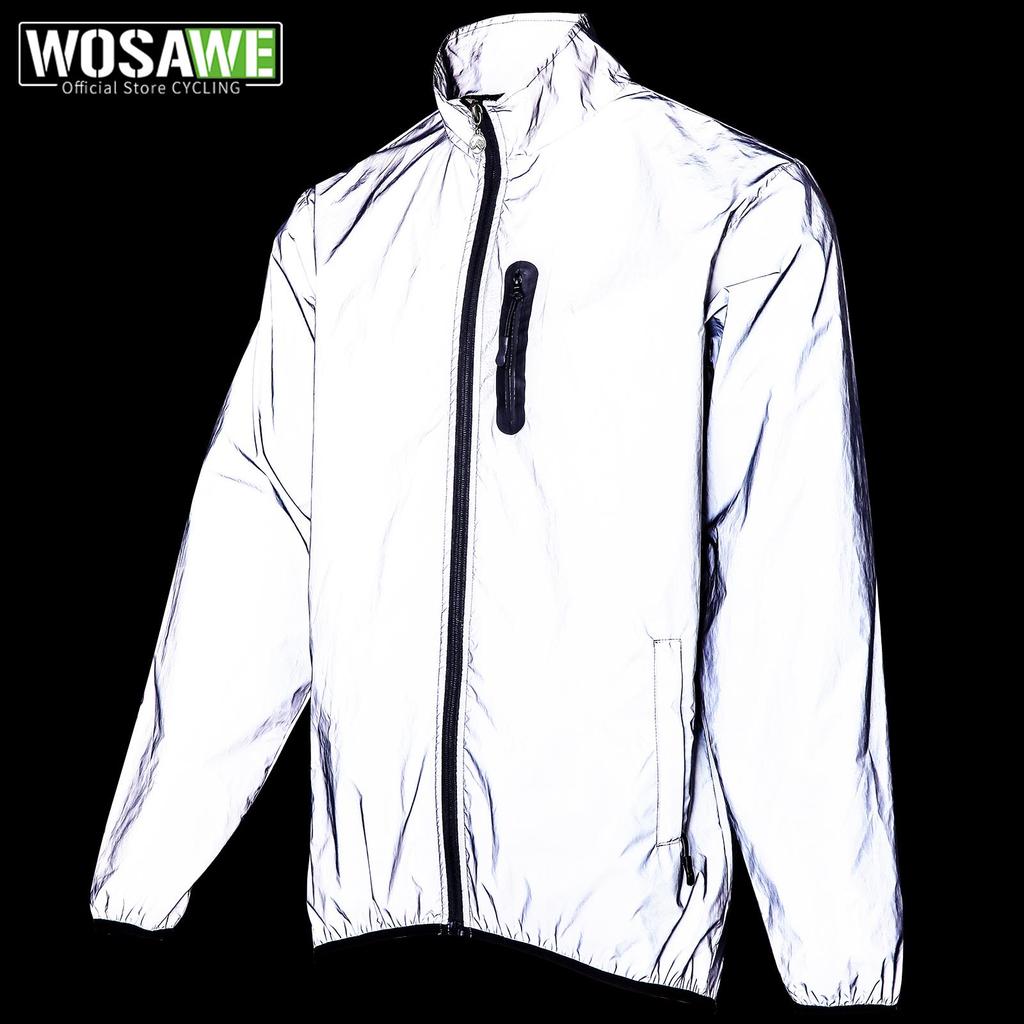 WOSAWE Windproof Waterproof Cycling Jacket High Visibility Bicycle Jersey Sports 360 Reflective Jacket Night Warm MTB Road Bike Coat