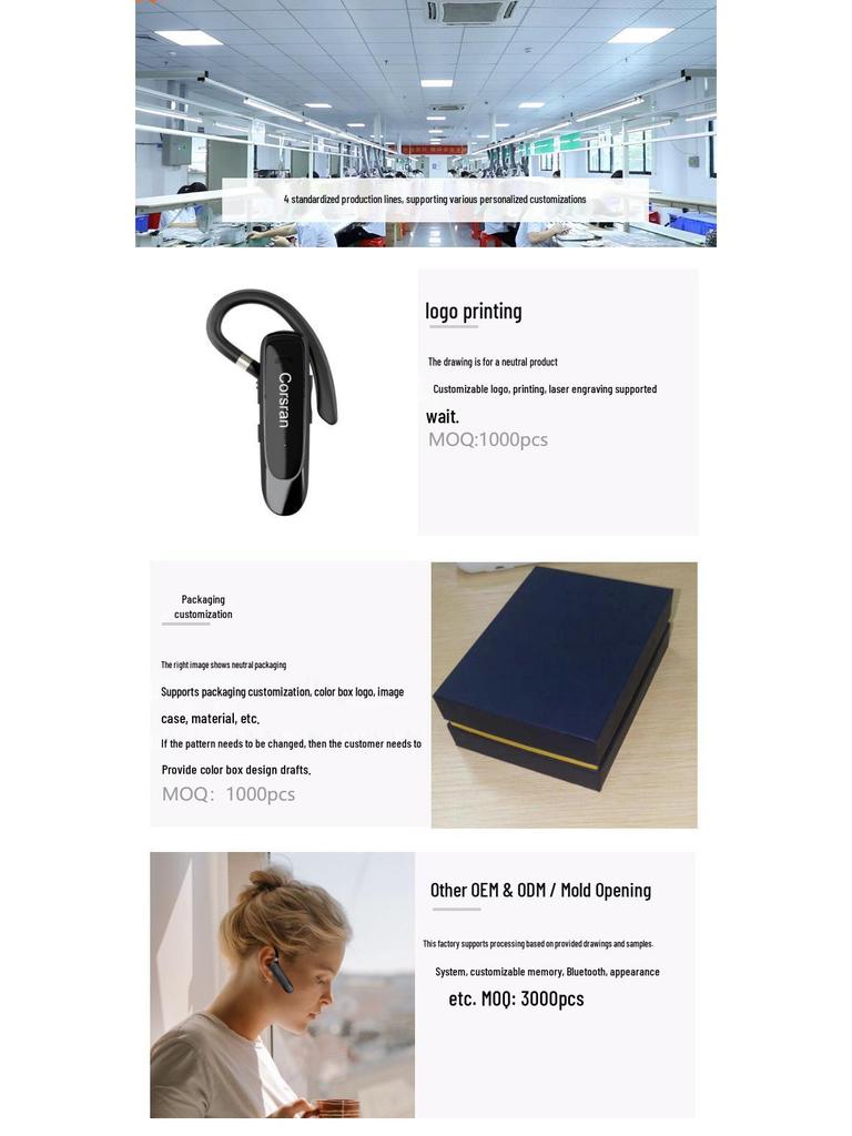 K30 Wireless Bluetooth Clip-on Earphones with Noise Reduction & Voice Call Support