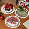 Christmas Snowflake Embroidered Round Table Placemat Heatproof Waterproofs Washable Decorative Dining Accessory