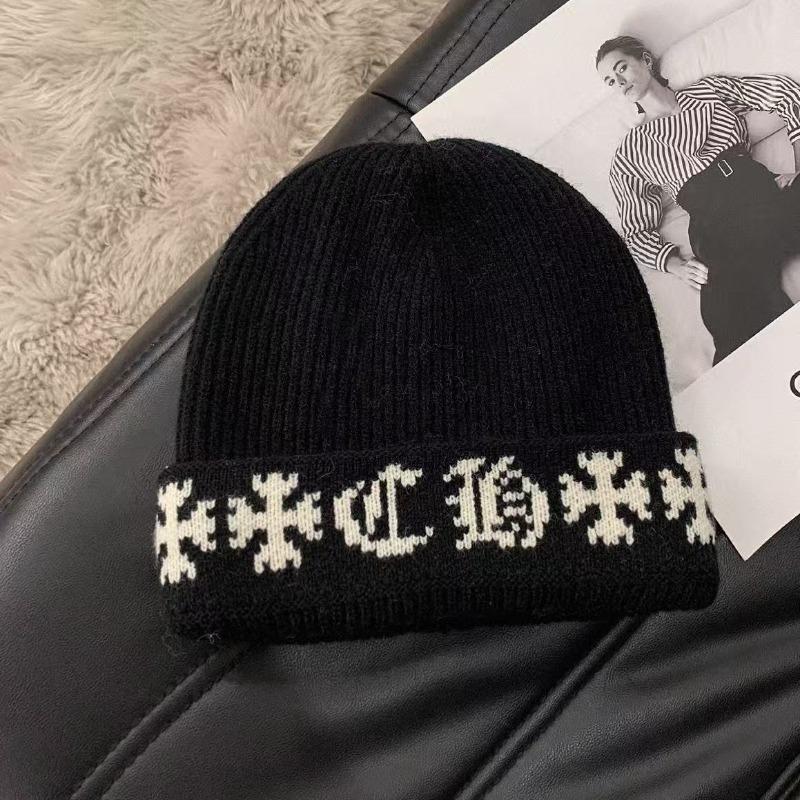 Toamnă și Iarnă Îngroșat pentru Păstrarea Căldurii Pălărie Tricotată Jacquard Femei Literă Păstrarea Căldurii Circumferință Mare a Capului Pălărie Mao Baotou cu Linie