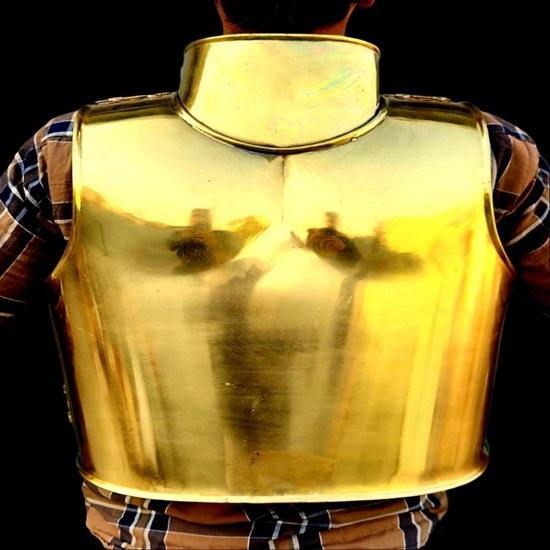 Złota średniowieczna kurtka małży do cosplayu, odgrywania ról i walki najlepszy prezent na Halloween