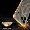 Plating Fiber Texture Magnetic Case for iPhone 17 Air 16 15 14  Plus 13 12 Pro Max Lens Camera Protector for Magsafe Phone Cover