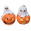 Halloween Pumpkin Ghost Figurine Resin Spooky Cartoon Ghost Statue Sculpture Home