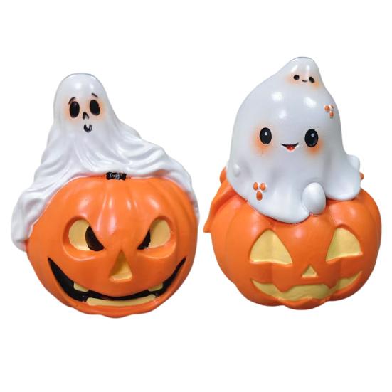 Halloweenská dýně duch figurka pryskyřice strašidelná kreslená socha ducha socha domácí kancelář stolní knihovna sváteční párty dekorace ozdoba
