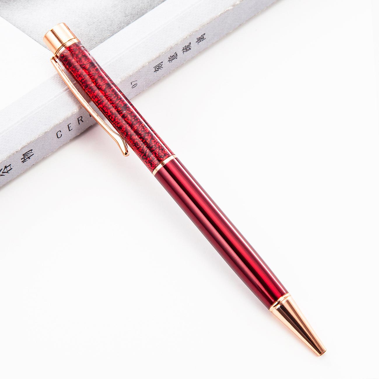 

1 шт., шариковая ручка, масляный кристалл, металл, офисные школьные принадлежности, канцелярские принадлежности, вращающийся, розовое золото, блестящий подарок, милый зажим с блестками Ink Color：Black