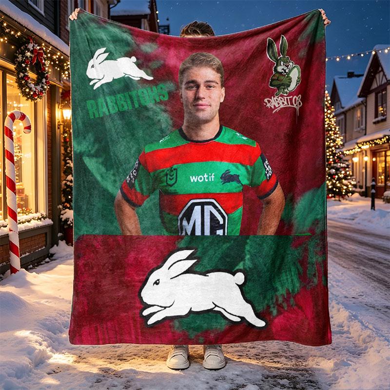 South Sydney Rabbitohs Pattern Blanket for Home Decoration, Bed, Sofa, Car Travel, Camping, Suitable for All Seasons, Birthday Christmas Gift