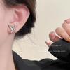 Popular Hollow Flash Diamond Butterfly Earrings Women's Micro Inlaid Simple Stud Earrings Internet Celebrity Earclip Earrings