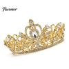 Elegante Senhora Brilhante Strass Coroa Redonda Tiara Casamento Concurso de Beleza Acessório de Cabeça Nupcial