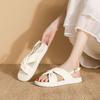 French thick-soled cool slippers women's summer outer wear casual style versatile sandals wrinkled cross-strap French women's shoes soft sole
