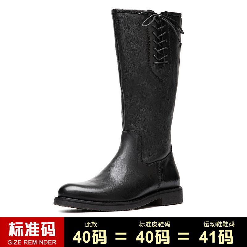 Podzimní a zimní vítr Hnědé boty Mongolské rytířské boty Pánské jezdecké boty Vysoké kožené boty Dlouhé jezdecké boty