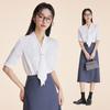 Women's Professional Short-Sleeve V-Neck Chiffon Shirt - White