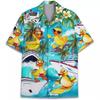 1D digital printing men's lapel short-sleeved shirt hot casual European and American thin breathable and quick-drying