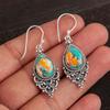 Natural Spiny Oyster Gemstone 925 Sterling Silver Jewelry Handmade Earrings 1.9" EE-85-36